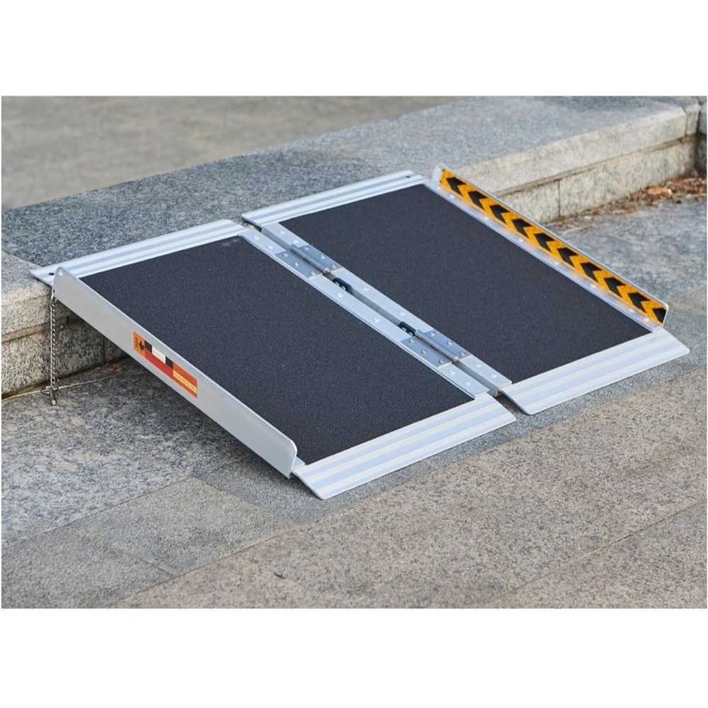 Folding Aluminum Mobility Ramp in Silver and Black